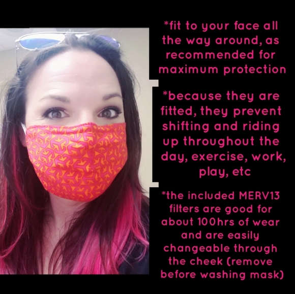 Reversible NO GAP face masks w/ 3 FILTERS - Picture 2 of 10